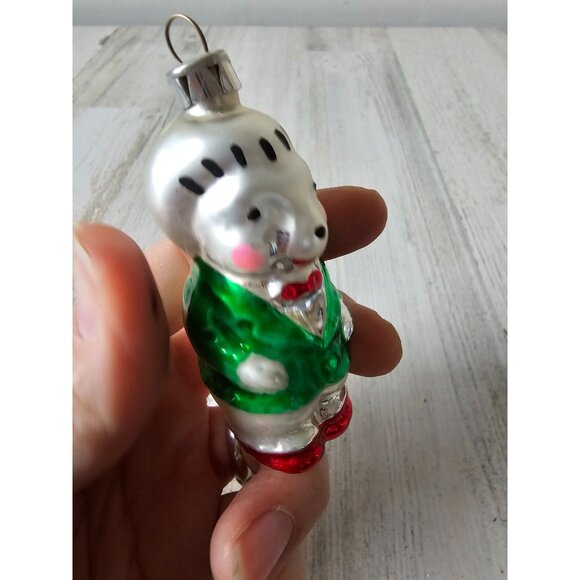 Glass hedgehog Mercury ornament green axis tree vintage - Picture 5 of 7